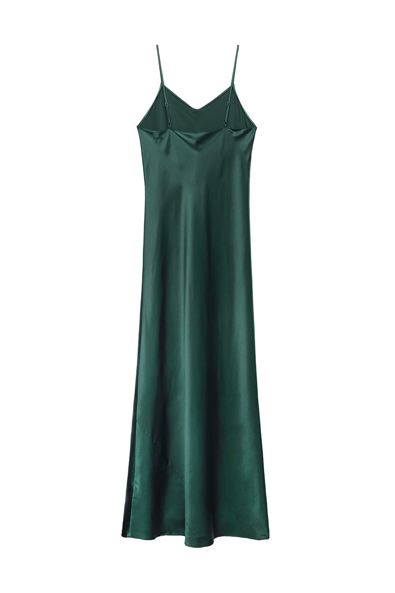 dark green silk slip dress Forest Green Silk Emerald Satin Slip Dress Maxi Silk Satin Dress,Forest  Green Extra Full Length