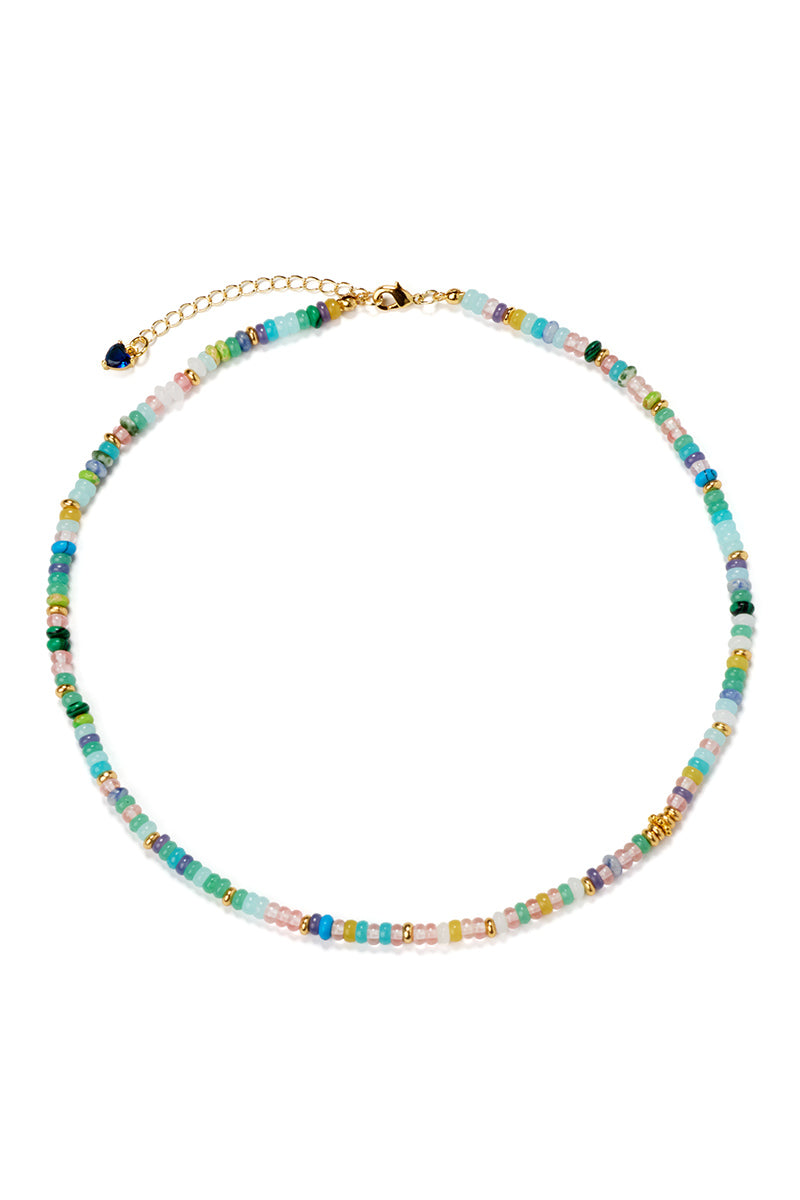 Honolulu Rainbow Candy Gem Mini Necklace Aqua Multi – Jemma Sands
