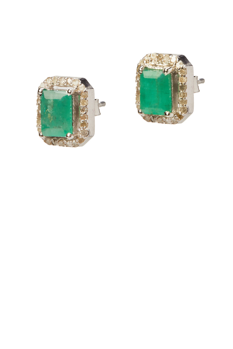 Fairfax Emerald Diamond Studs