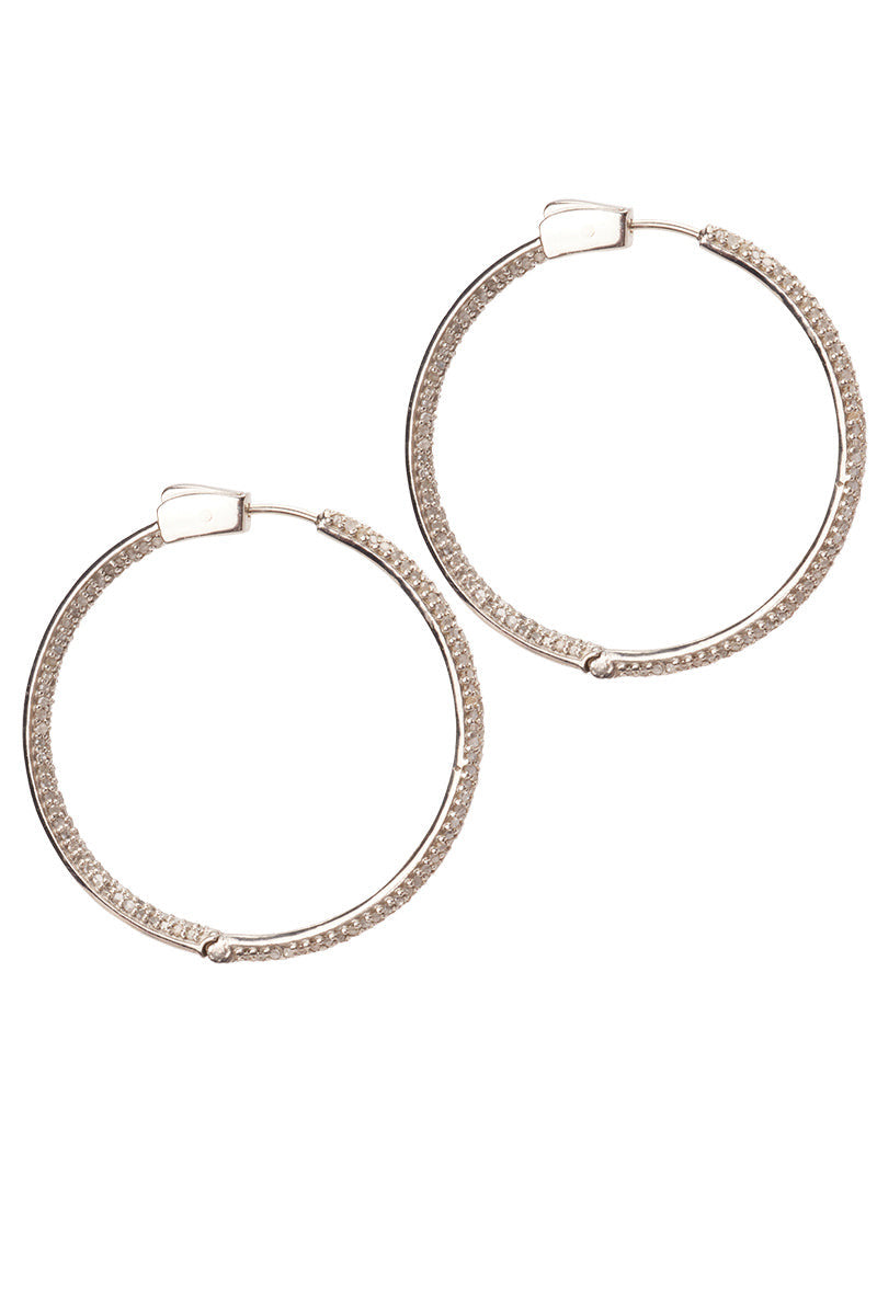 Hudson Grande Diamond Hoops Rhodium