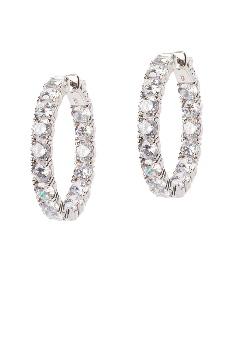 Melrose Grande White Rhodium Hoops