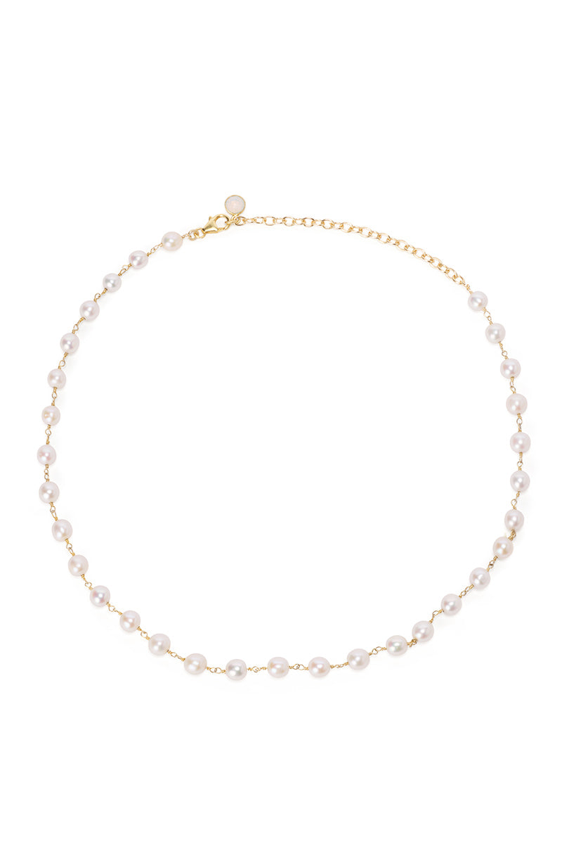 Sutton Pearl Gold Bezel Necklace